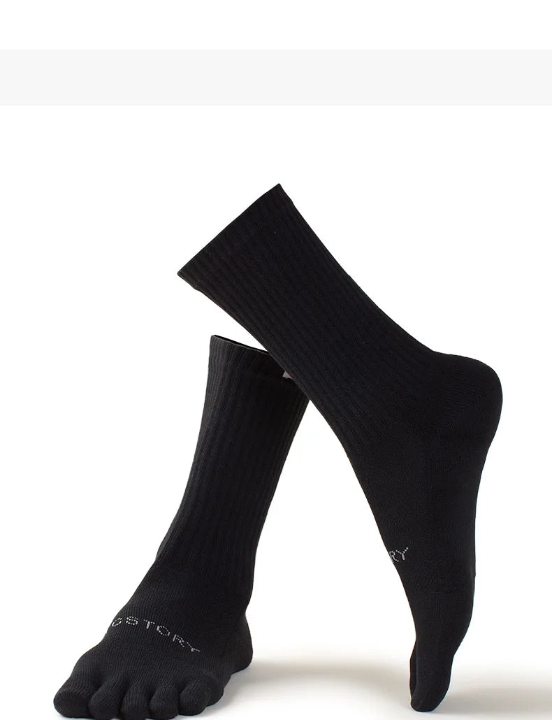 Men's Sports Five Finger Cotton Socks Sweat Absorption Anti-odor Autumn Winter Towel Base Terry Long Tube Split Toe Socks