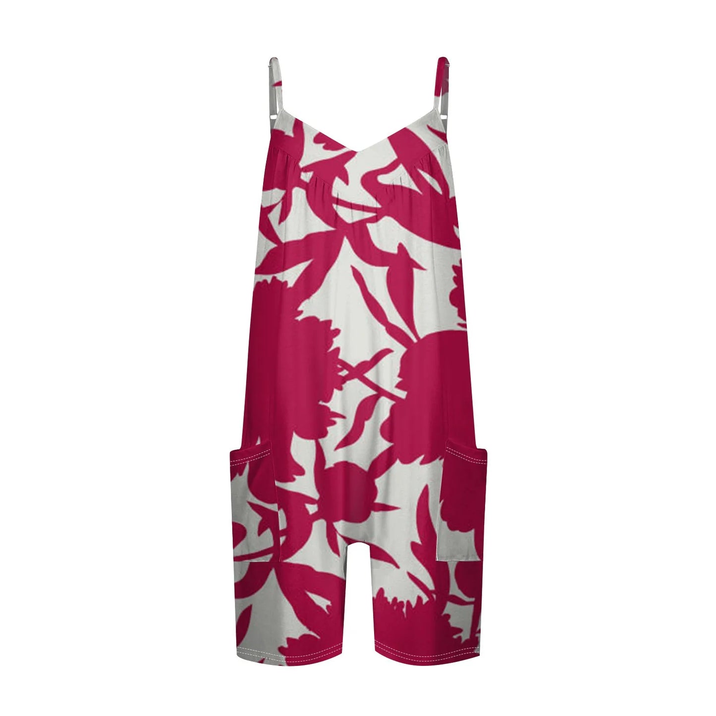 Summer Beautiful Colourful Floral Printing Daily Streetwear Playsuit Fashionable Casual Sleeveless Jumpsuit Shorts With Pockets
