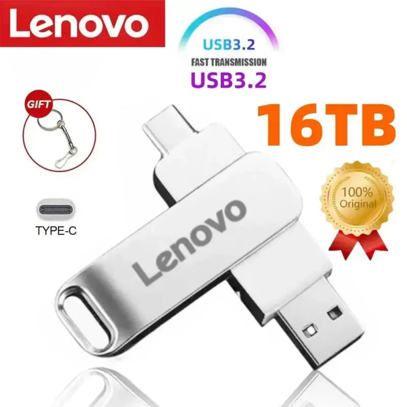 Lenovo Type C USB Flash Drives 2TB Pendrive USB 3.0 Interface Pen Drive OTC Large Capacity 16TB U Disk Memory Stick For Phone PC