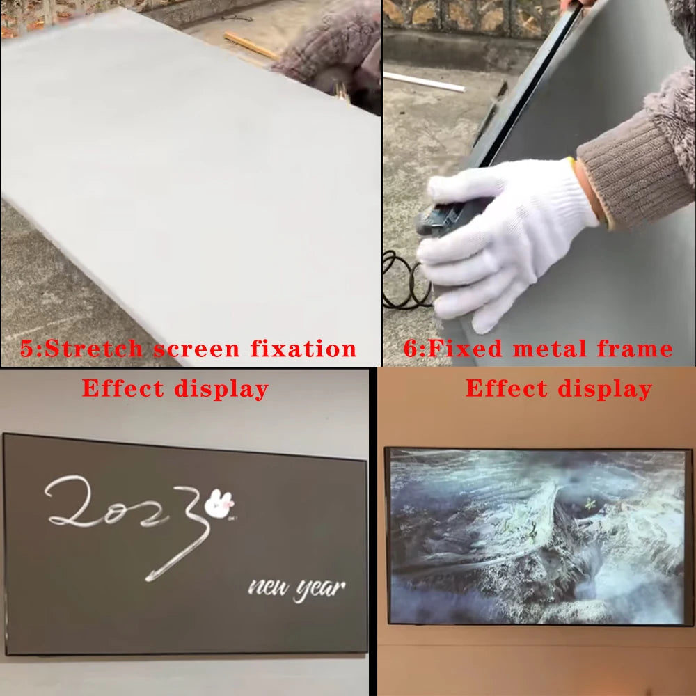 VEIDADZ Projector Screen Metal Grey Anti-Light 60-133 inch 30° Viewing Angle 16:9 Portable Reflective Screen Home Theatre Indoor