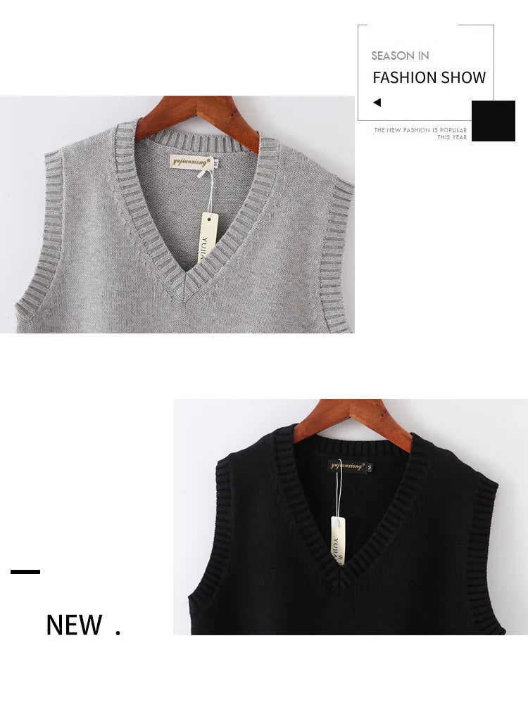 Japanese School JK Uniform Sweater Vest High School Uniform For Girls Boy Cosplay Halloween Winter Anime Vest cute Knitting Coat