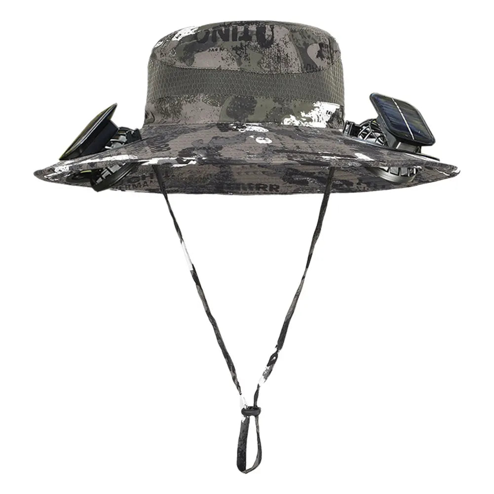 Solar Fan Hat Sun Hat with 2 Solar Fan Outdoor Fishing Hat Summer Cap for Men Outdoor Camping Fishing Hiking