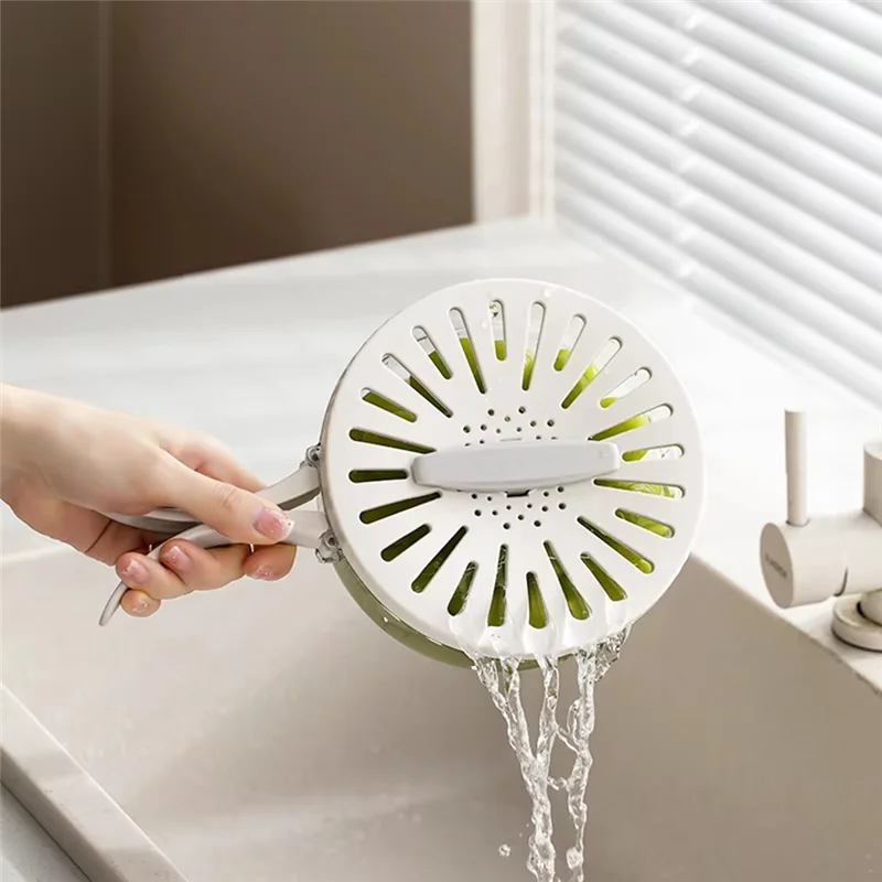 Multifunctional Folding Drain Basket,Fruit & Vegetable Washing Bowl, Plastic Colander With Water-Filtering Basin