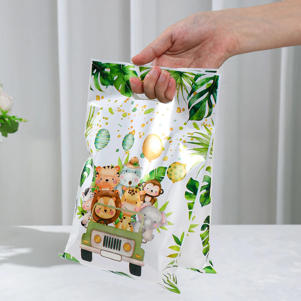 Jungle Animals Party Gift Biscuit Candy Packing Bag Jungle Safari Birthday Party Decor Kids Wild One ﻿Party Supplies Baby Shower