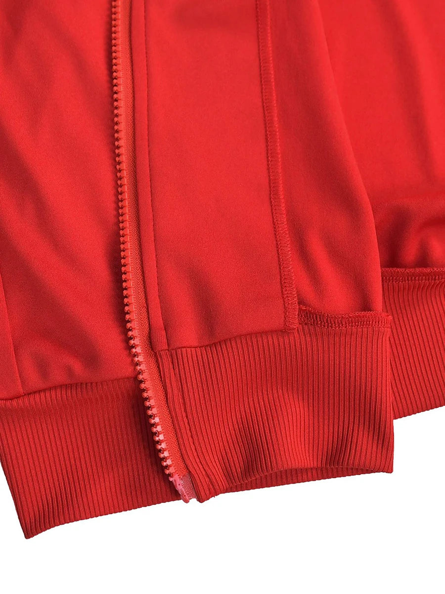 ZIML Minimalist Two Piece Sets For Women Stand Collar Long Sleeve Spliced Zipper Tops High Waist Shorts Chic Set Female Fashion