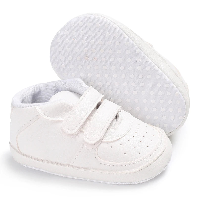 0-18 Months Infant Spring Shoe Newborn Infant Girls and Boys Recreational Baptism Non-Slip Walking Shoe White Soft-soled Sneaker