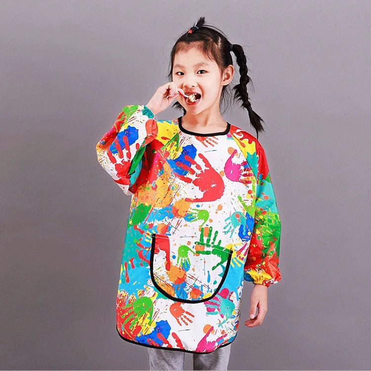 Paint Apron for Children Art Apron - Waterproof Long Sleeved Cover Children's Apron, Childrens Drawing Kindergarten WQ005