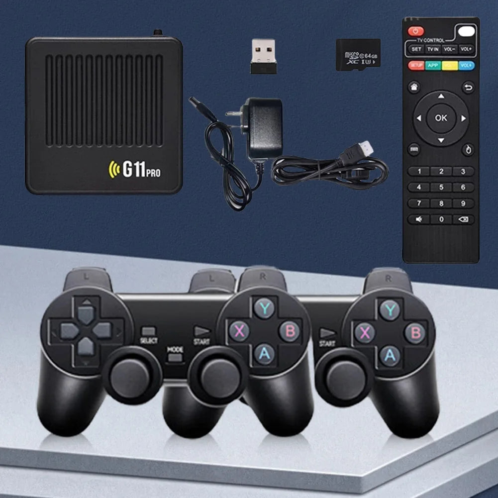 G11 Pro Video Game Box Ultra Low Latency HD Video Game Console 4K HDMI-Compatible Output with 2.4G Wireless Dual Controllers