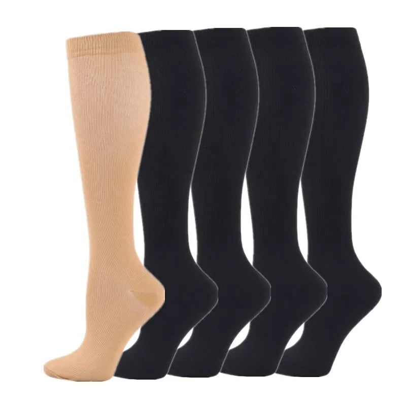 5 Pair Compression Socks Men Running Sport Socks Knee High 20-30mmHg Medical Edema Varicose Veins Women Compression Stocking
