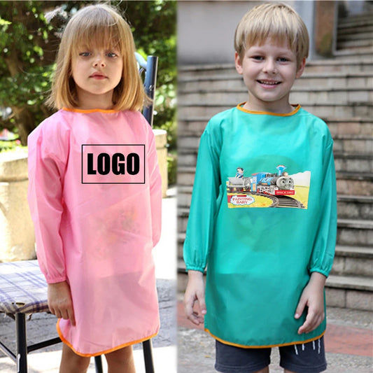 Customized School Name LOGO 2-13 Years Old Kid Children's Painting Art Waterproof Kindergarten Restaurant Anti-fouling Apron