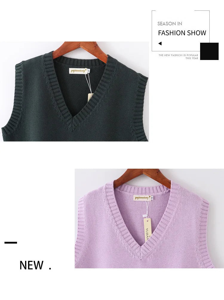 Japanese School JK Uniform Sweater Vest High School Uniform For Girls Boy Cosplay Halloween Winter Anime Vest cute Knitting Coat