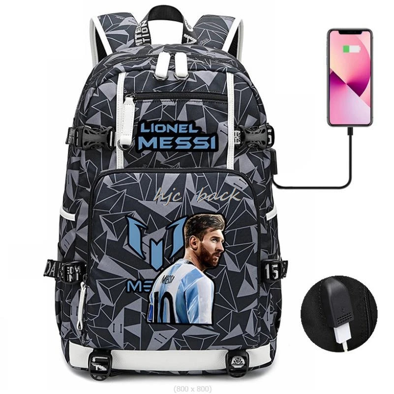 Football Stars Messi Backpacks Camouflage USB Teens School Bags Waterproof Boys Girls Casual Travel Laptop knapsacks Best Gift