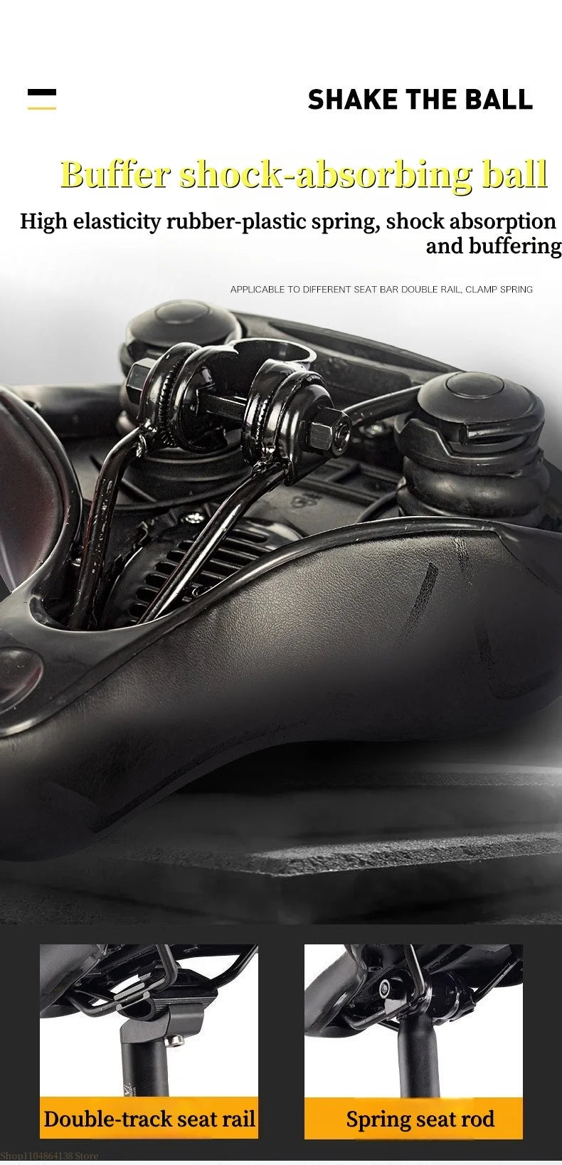 Bicycle seat pad thickened and waterproof universal mountain road seat pad shock-absorbing ball model charging tail light design