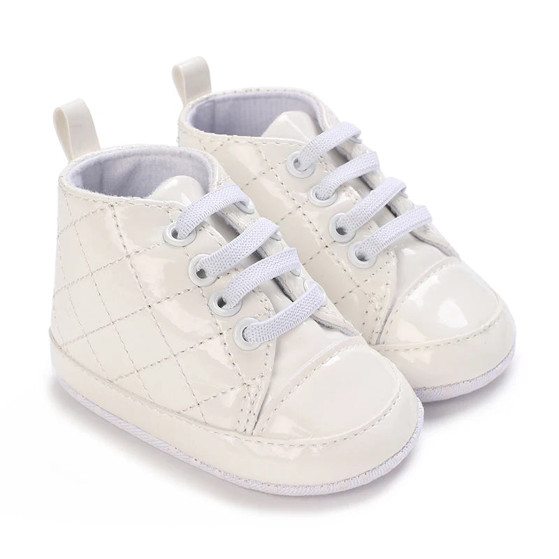 0-18 Months Infant Spring Shoe Newborn Infant Girls and Boys Recreational Baptism Non-Slip Walking Shoe White Soft-soled Sneaker