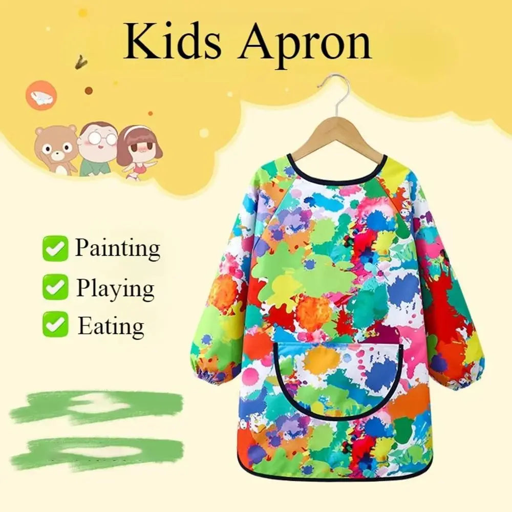 New Polyester Kids Painting Apron Waterproof Long Sleeved Cooking Apron Cosplay Costume Art Bibs