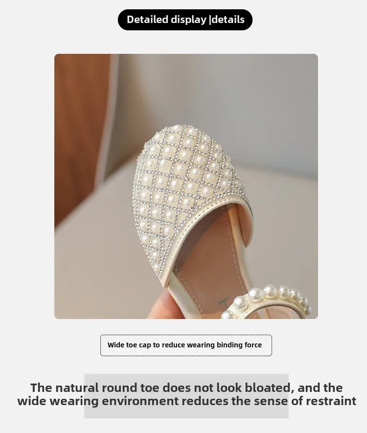 Girls LeatherShoesChildren's Crystal Shoes 2025Spring Summer New Little Girls Princess Shoes Fashion Shiny RhinestoneDance Shoes
