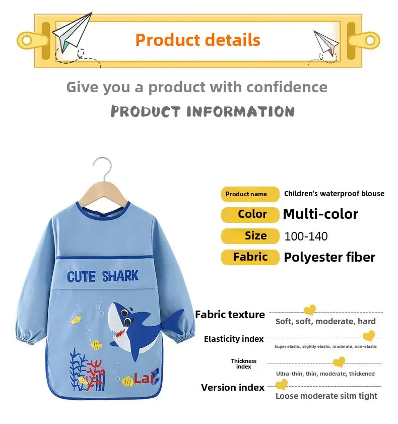Waterproof Baby Bibs for Eating And Drawing Anti-Dirty Children Cover up Summer Nursery Baby Food Tray Toddler Feeding Apron
