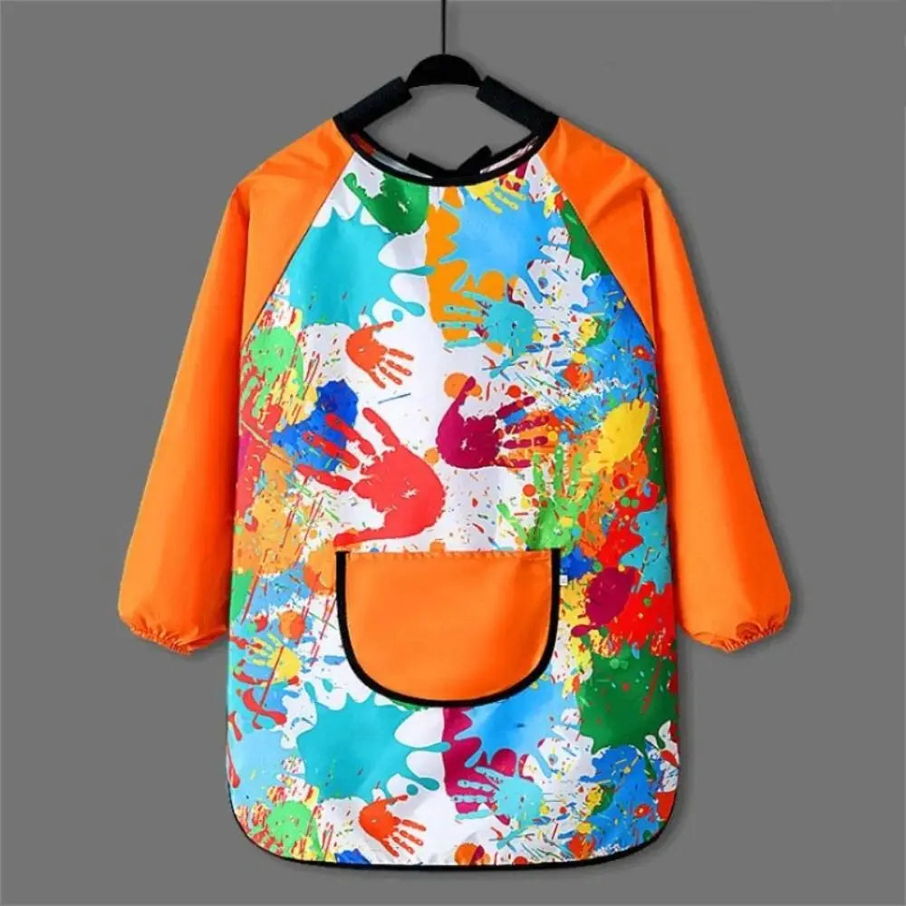 Children's Painting Waterproof Long Sleeved Cover Kindergarten Art Painting Reverse Dressing Baby Eating Bib Kids Apron