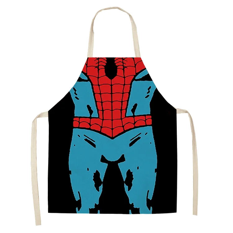 1 Pcs Sexy Female Superhero Printed Cotton Linen Apron Captain Waistline Adult kids Sleeveless Halter Apron Capitaine Amerique