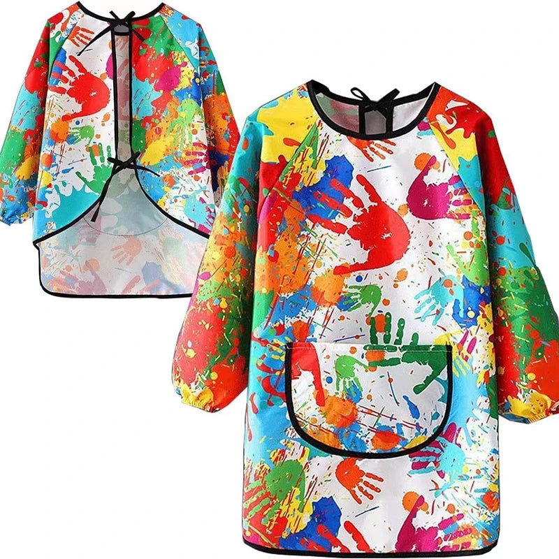 Paint Apron for Children Art Apron - Waterproof Long Sleeved Cover Children's Apron, Childrens Drawing Kindergarten WQ005