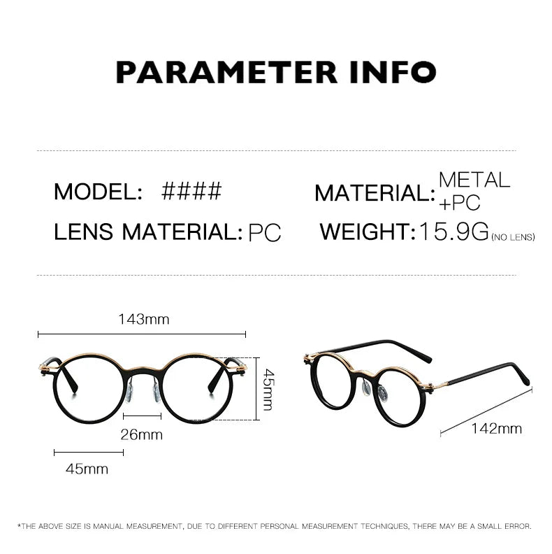 New Brand Design Men's Retro Round Reading Glasses Anti Blue Light Presbyopic Glasses Diopter +100 +150 +200 +250 +300 +350 +400