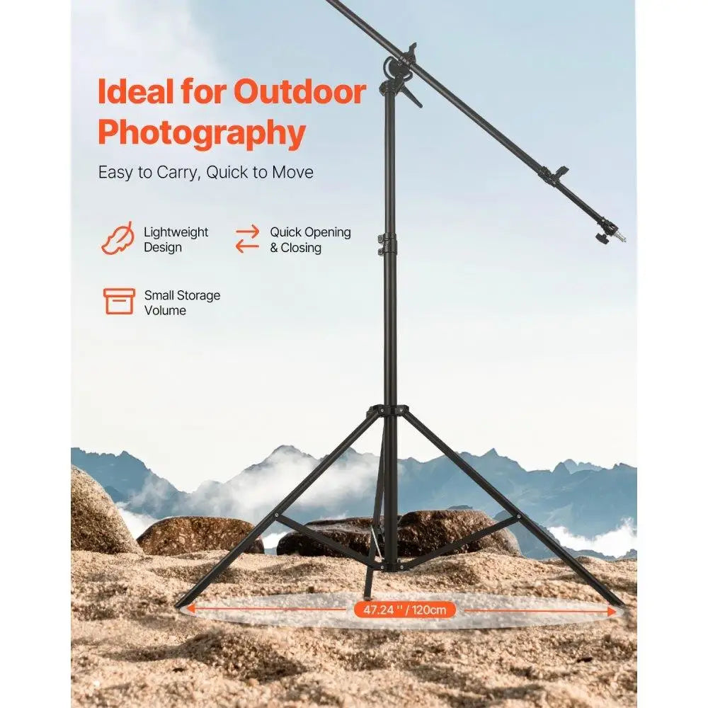 Professional Heavy Duty Adjustable Aluminum Photography Light Stand with Air Cushioned Boom Arm