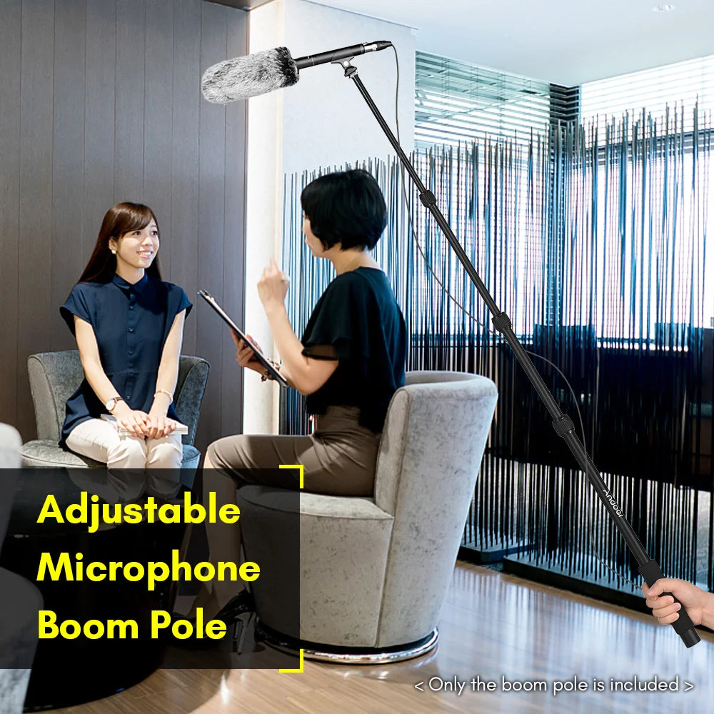 Andoer Handheld Microphone Boom Arm 4-Section Extendable Mic Arm Aluminum Alloy Boom Pole for Microphones 1/4 Inch Screw Thread