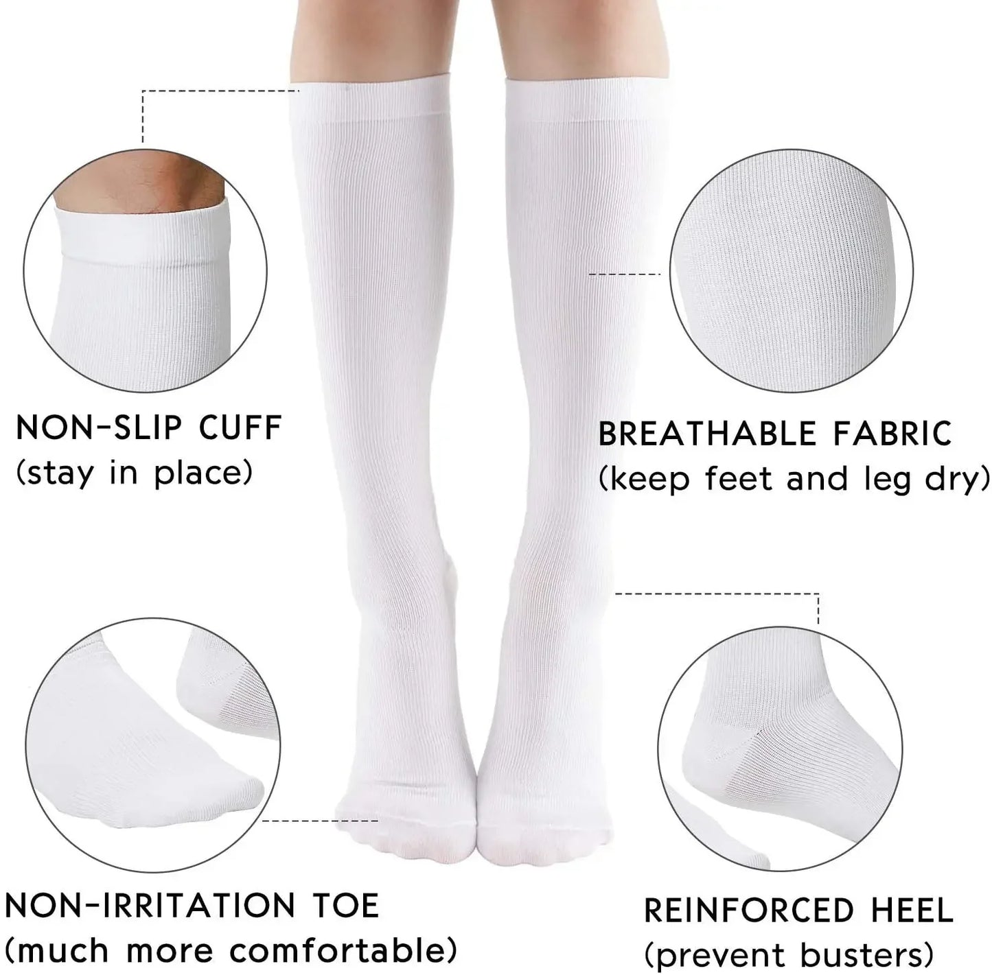 5 Pair Compression Socks Men Running Sport Socks Knee High 20-30mmHg Medical Edema Varicose Veins Women Compression Stocking