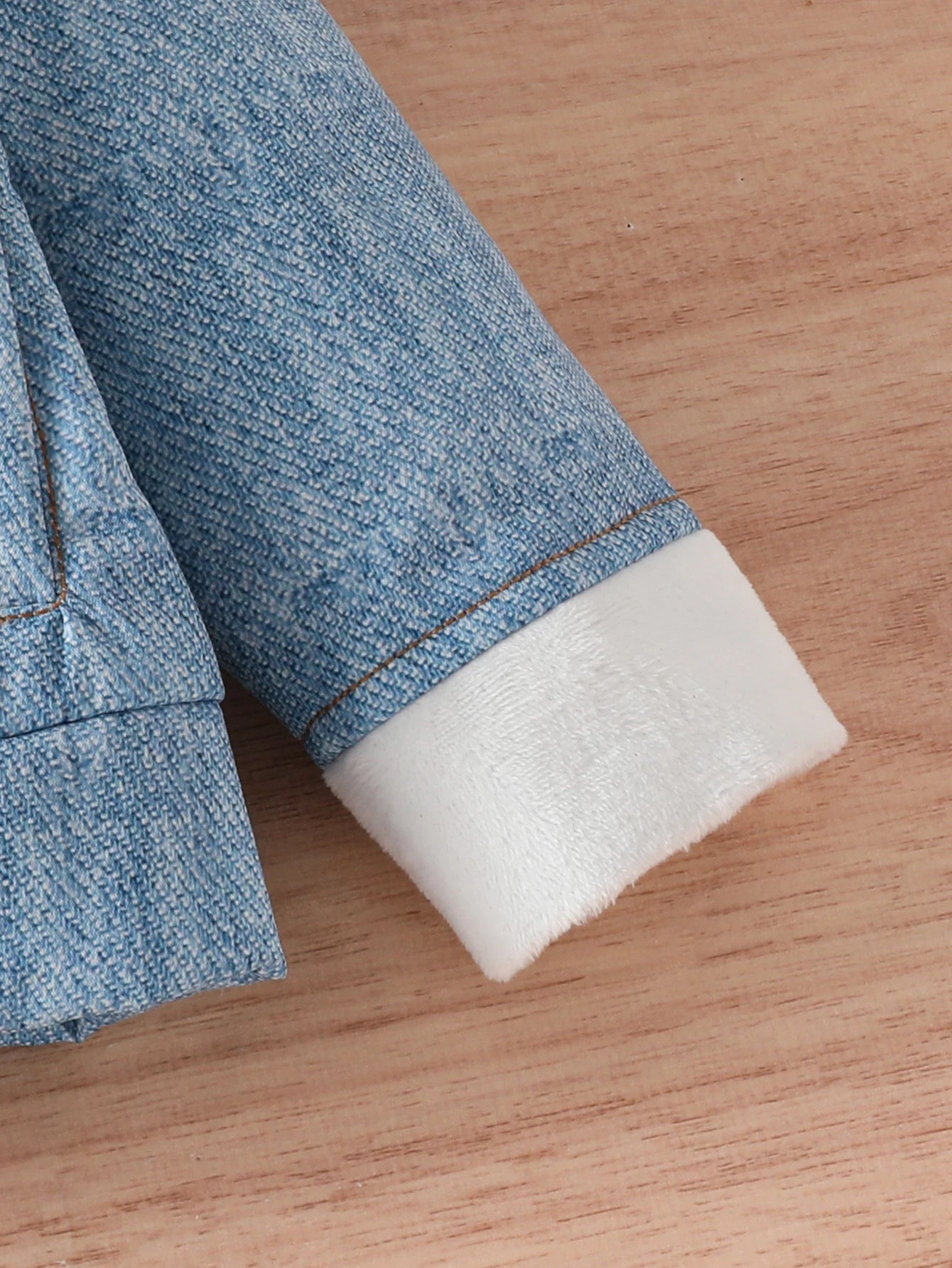 3-36 Months Baby's Winter Thick Stuffed Fashion Casual Imitation Denim Print Coat Fake Pocket Lapel Jacket Coat