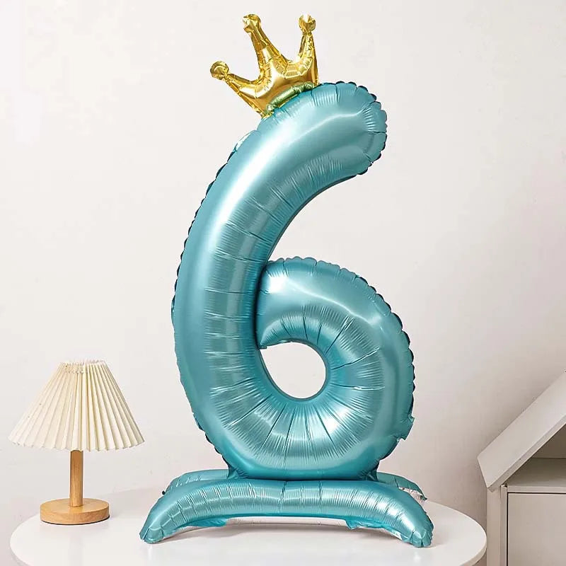 40 Inch Birthday Number Ballons New Girls Princess 10 TH Birthday Blue Crown Balloons Wedding Party Ballons Jumbo Number Balloon