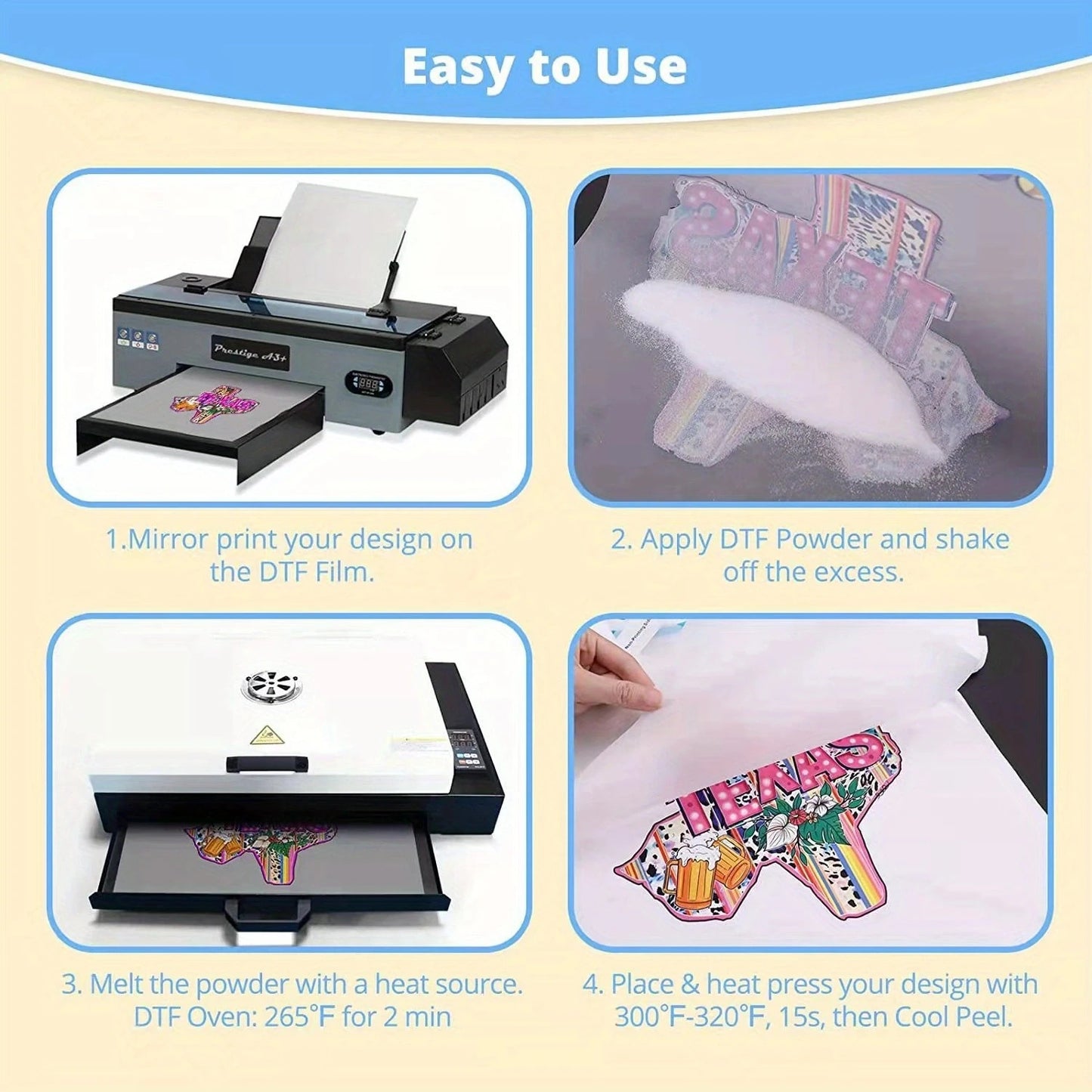 A4 30 Pcs DTF Transfer Film PET Heat Transfer Paper Matte Double-Side Clear Pretreat Sheets for DIY Direct on T-Shirts Bags