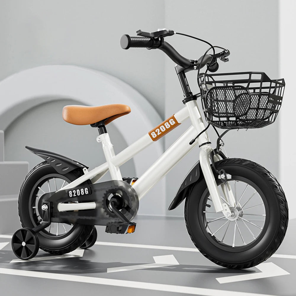 Kids Bike Bicycle for Girls Ages 3-7 Years with Training Wheels Basket Kids Bicycle
