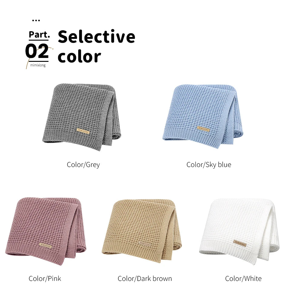Baby Blankets 90*70cm Knitted Newborn Boys Girls Stroller Swaddle Wrap Infant Netural Crib Cellular Toddler Throwing Quilts Mats