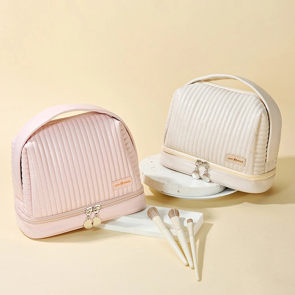 Girls Cosmetic Bag for Makeup PU Leather Make Up Organizer Case Handbag Women Travel Toiletry Storage Pouch Make Up Case