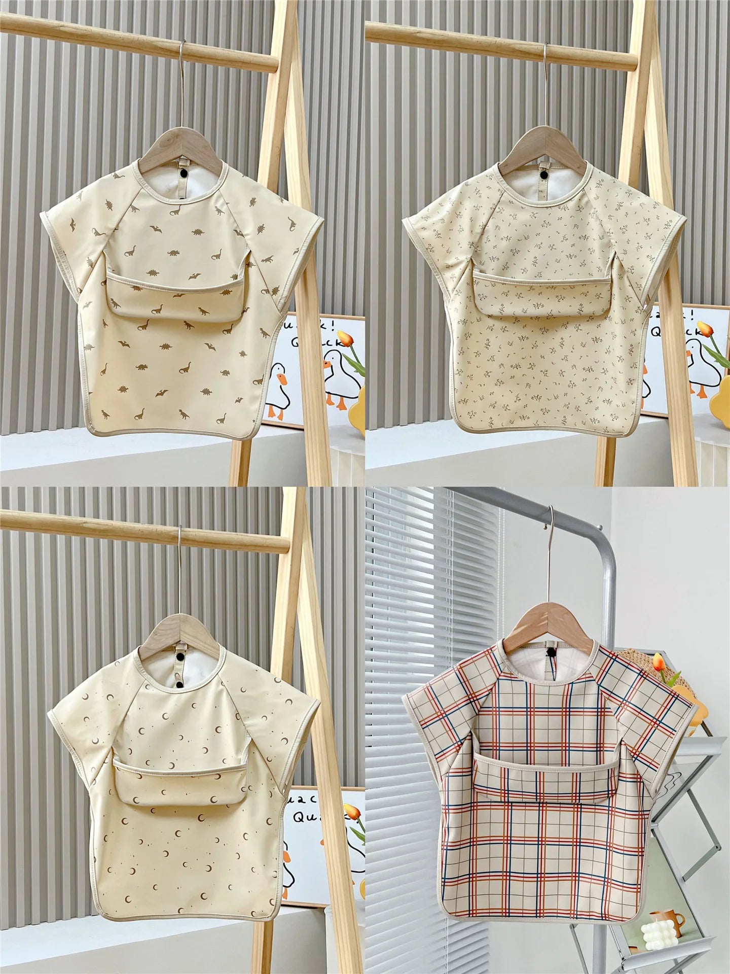 Waterproof PU Infant Sleeveless Bib Baby Feeding Bib Kids Apron Bibs Newborn Burp Cloths for Children Painting Art Smock