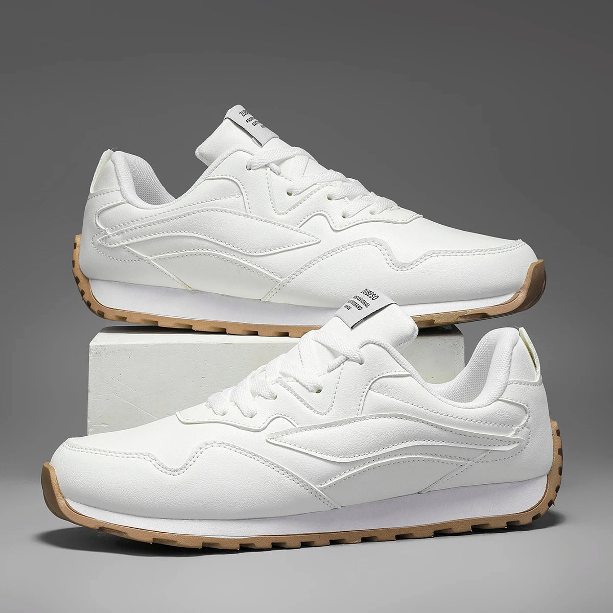 Men's Vulcanized Shoes Spring Autumn Comfortable Non Slip White Casual Sneakers Men Outdoor Retro Lace Up Platform Walking Shoes