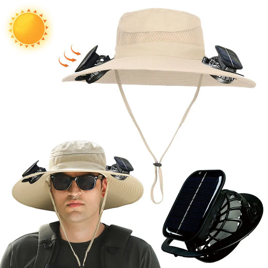 Solar Fan Hat Sun Hat with 2 Solar Fan Outdoor Fishing Hat Summer Cap for Men Outdoor Camping Fishing Hiking