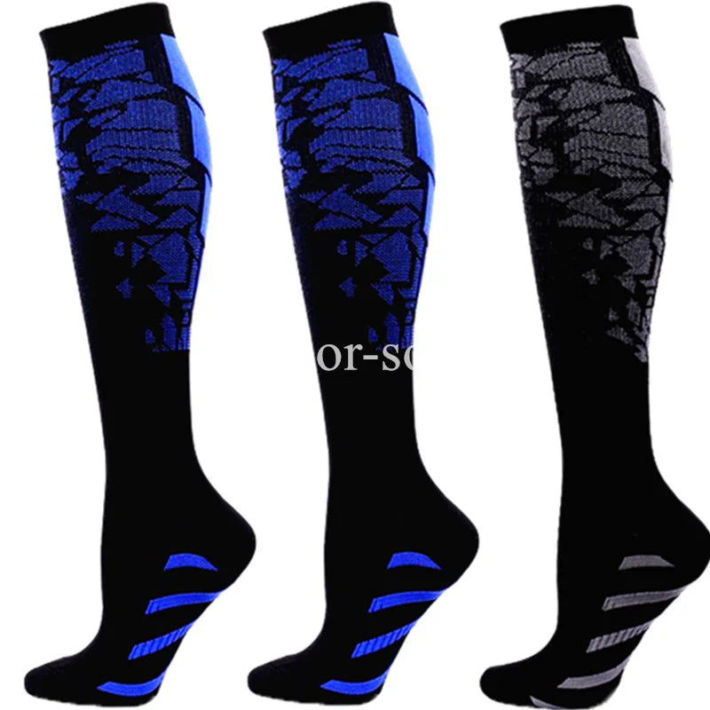 3 Pairs Lot Pack Compression Socks Running Men Women Floral Prints Stockings Sports Anti-Fatigue Compression Socks Bulk Sales