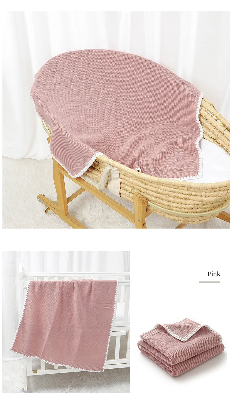 Baby Blankets Knitted Newborn Boy Girl Bedding Quilt 90*70CM Plaid Infant Stroller Swaddle Envelop Wrap Fashion Solid Super Soft