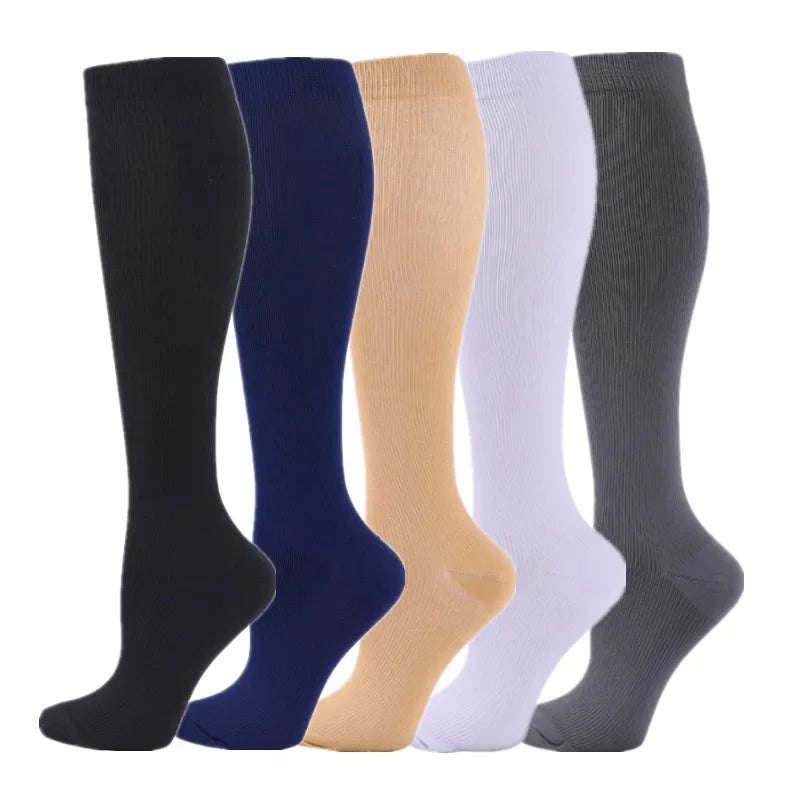 5 Pair Compression Socks Men Running Sport Socks Knee High 20-30mmHg Medical Edema Varicose Veins Women Compression Stocking