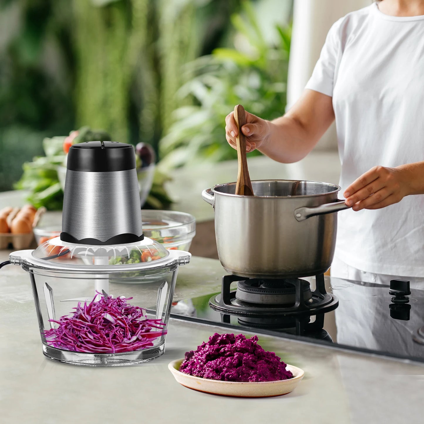 2 Speeds Meat Grinder Electric Multi Blender Mixer Food Processor Vegetable Chopper Meat Blender Food Grinder for Kitchen,2L