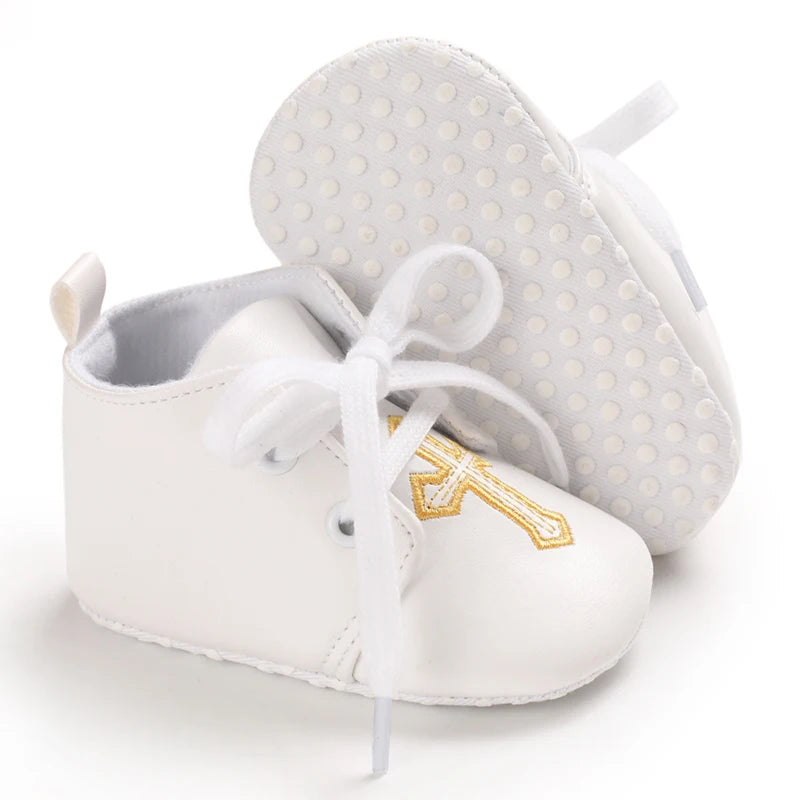 0-18 Months Infant Spring Shoe Newborn Infant Girls and Boys Recreational Baptism Non-Slip Walking Shoe White Soft-soled Sneaker