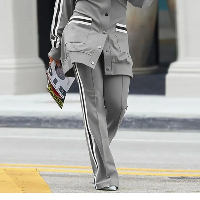 Krisstargirl Womans Color Block Casual Fashion Straight Pants 2025 Spring Summer Fall Hight Waisted Sporty Pants for Women