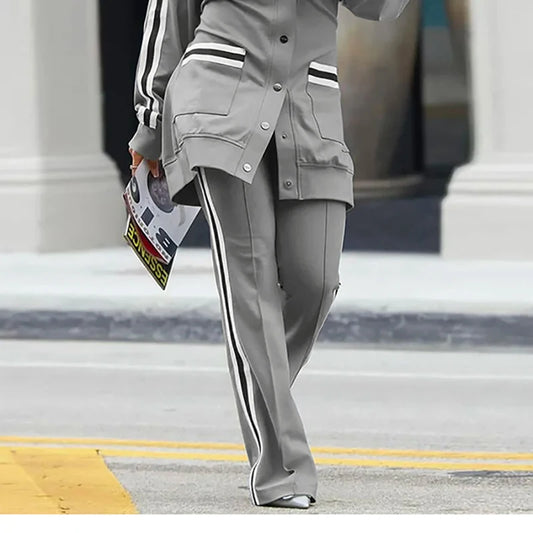 Krisstargirl Womans Color Block Casual Fashion Straight Pants 2025 Spring Summer Fall Hight Waisted Sporty Pants for Women