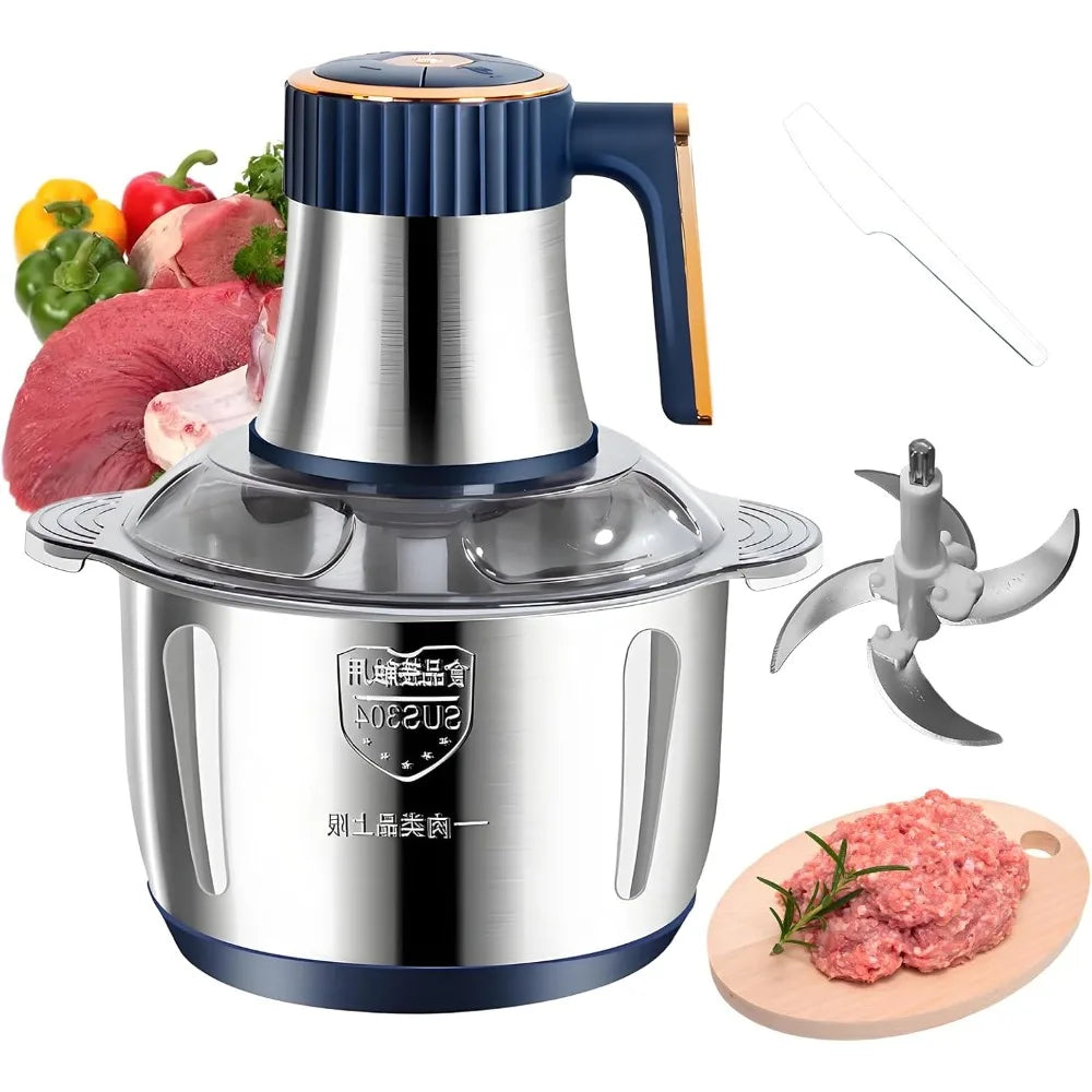 Electric Meat Grinder, Food Processor, Stainless Steel Meat Chopper, 5L Capacity Vegetable Chopper, Suitable for Food Chopping