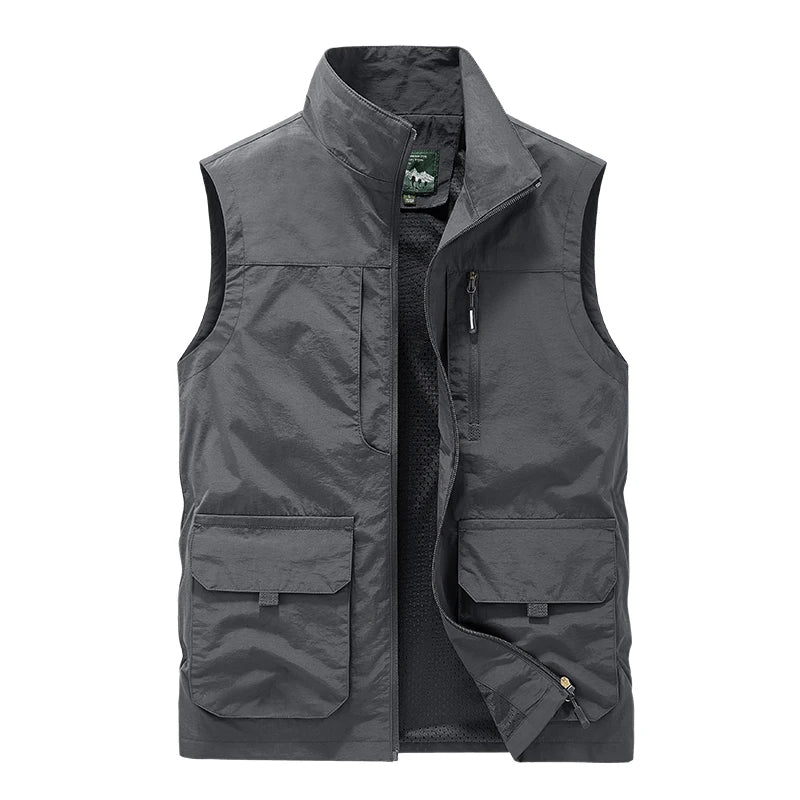 Outdoor Autumn Waistcoat Men Thin Waistcoat Spring Autumn Leisure Multi-pocket Waistcoat Sleeveless Coat Casual Daily Coat