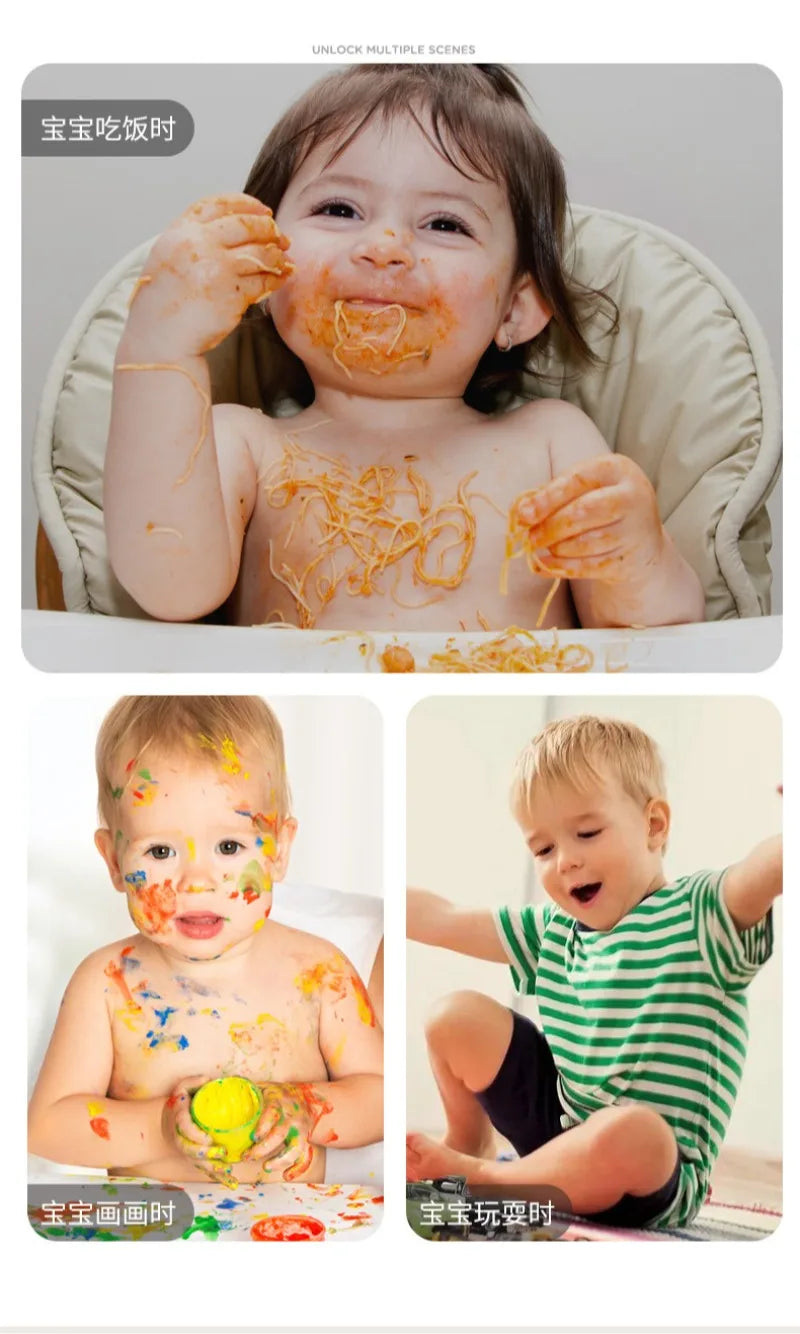 Waterproof Coverall Baby Feeding Bibs for 6 Month To 5 Years Old Toddler Long Sleeve Weaning Bib Attaches To Highchair and Table