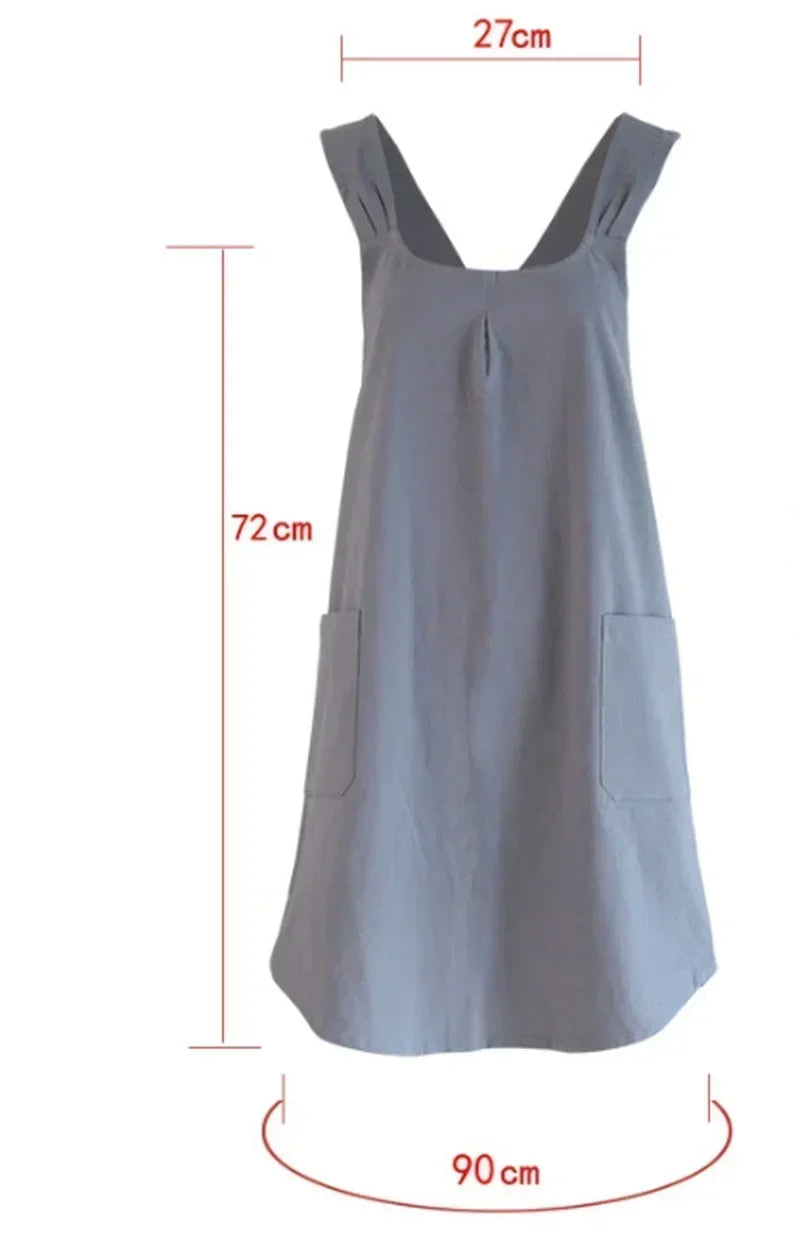 2026 Cotton Linen Kitchen Apron Vintage Simple Household Cooking Apron Cafe Florist Waist Apron Dress Home Cooking Accessories