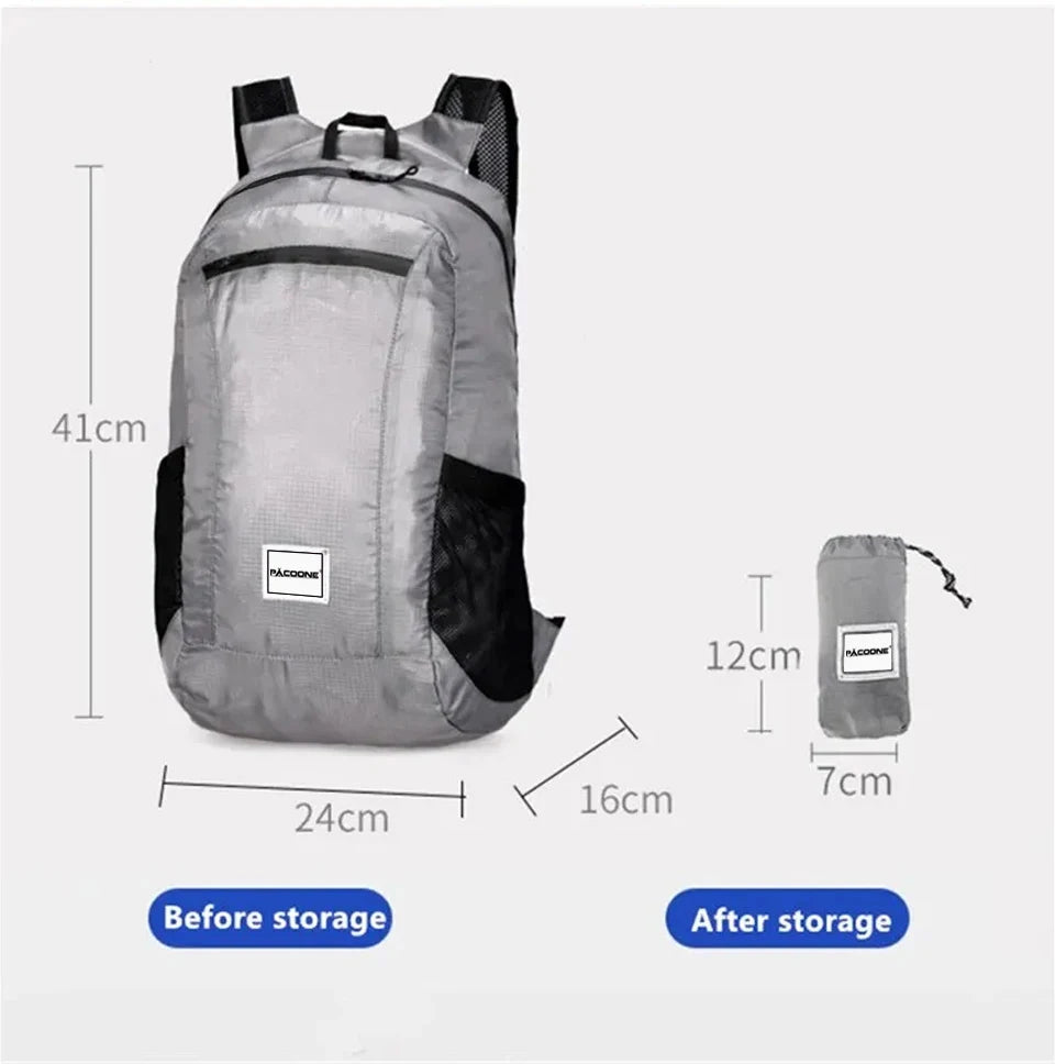 Outdoor Hiking Bag 20L Lightweight Portable Backpack Foldable Waterproof Folding Ultralight Pack for Women Men Travelling Hiking