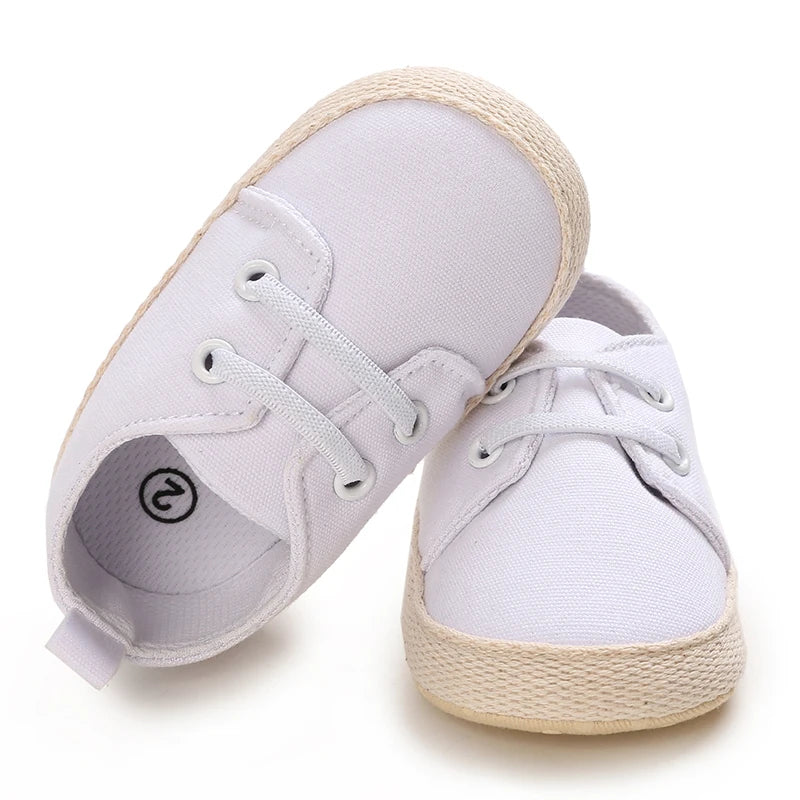 0-18 Months Infant Spring Shoe Newborn Infant Girls and Boys Recreational Baptism Non-Slip Walking Shoe White Soft-soled Sneaker